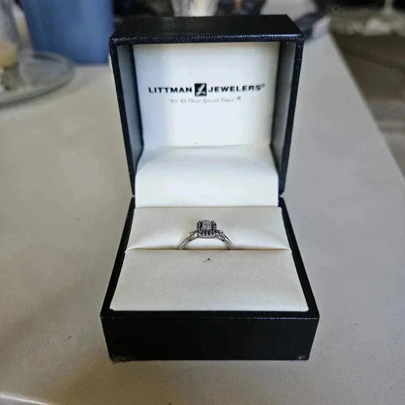 Littman Jewelers Blue and White Diamond 10k White Gold Ring Size 6.5 - Picture 2 of 9